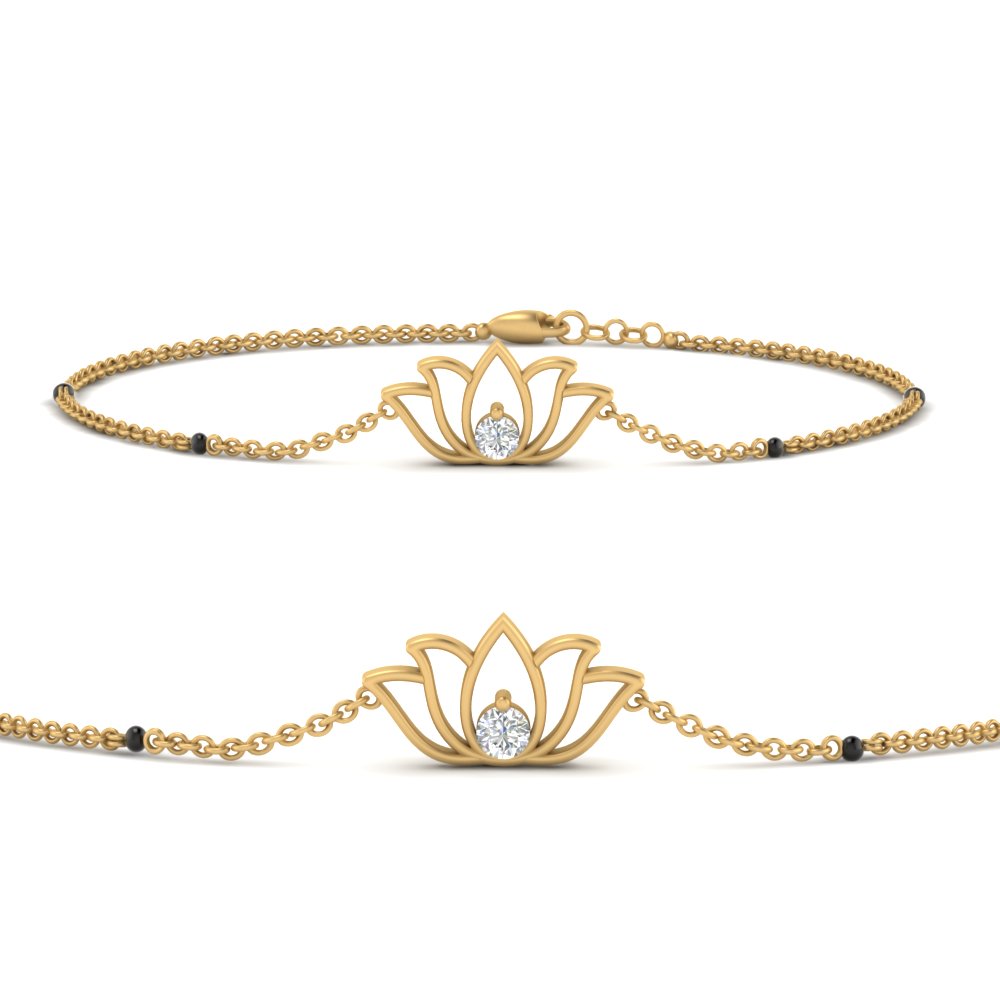 Cute Lotus Hand Diamond Mangalsutra In 18K Yellow Gold | Mangalsutra